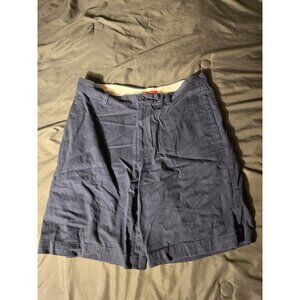 Izod Mens Navy Blue Chino Flat Front Shorts Waist Size 34 Preppy Look